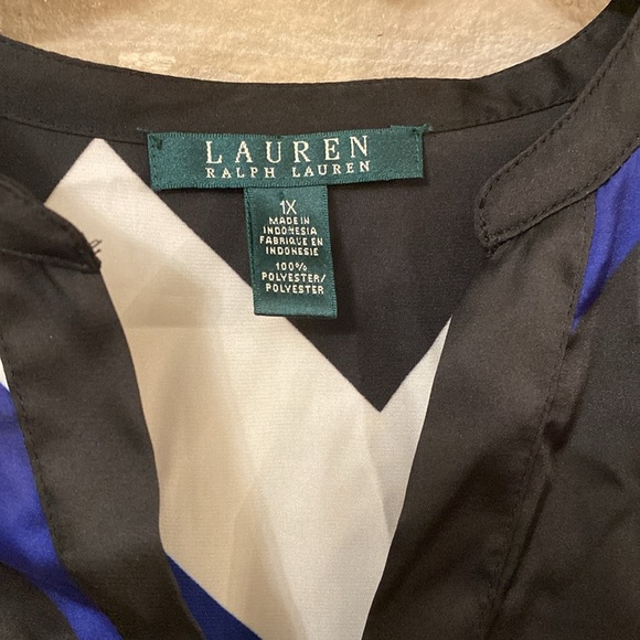 Ralph Lauren black, white, and blue chevron long sleeve -Large Size 1X - Picture 4 of 6